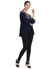Load image into Gallery viewer, Rena Love Blue Embroidered Blouse
