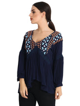 Load image into Gallery viewer, Rena Love Blue Embroidered Blouse