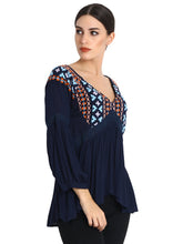 Load image into Gallery viewer, Rena Love Blue Embroidered Blouse