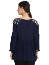 Load image into Gallery viewer, Rena Love Blue Embroidered Blouse
