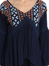 Load image into Gallery viewer, Rena Love Blue Embroidered Blouse