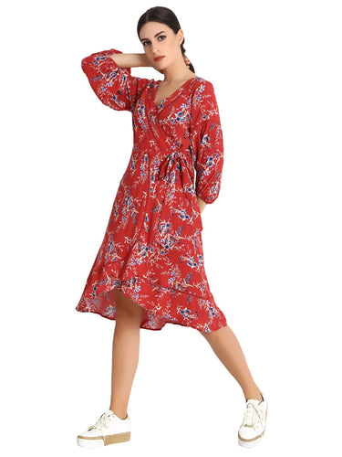 Rena Love  Amanda Wrap Printed Dress