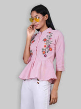 Load image into Gallery viewer, Rena Love Danielle Peplum Embroidery blouse
