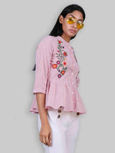 Load image into Gallery viewer, Rena Love Danielle Peplum Embroidery blouse