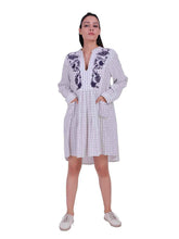 Load image into Gallery viewer, Rena Love All over Checks Embroidered White Dress