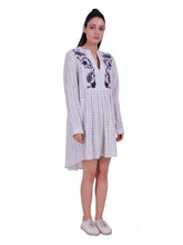 Load image into Gallery viewer, Rena Love All over Checks Embroidered White Dress