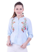 Load image into Gallery viewer, Rena Love Alana Embroidered peplum Blouse