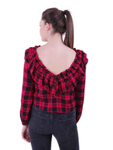 Load image into Gallery viewer, Rena Love All over Checks Ruffled Back Top