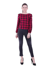 Load image into Gallery viewer, Rena Love All over Checks Ruffled Back Top