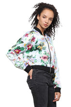 Load image into Gallery viewer, Rena Love Satin Print Bomber Jacket