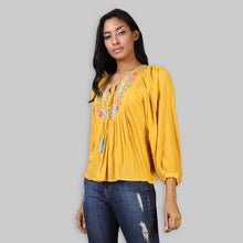 Load image into Gallery viewer, Rena Love Clara Yellow Embroidered Top