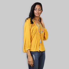 Load image into Gallery viewer, Rena Love Clara Yellow Embroidered Top