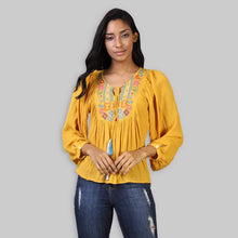 Load image into Gallery viewer, Rena Love Clara Yellow Embroidered Top