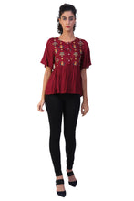 Load image into Gallery viewer, Rena Love Embroidered Peplum Top